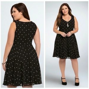 NWT Torrid black and white heart print chiffon flounce dress